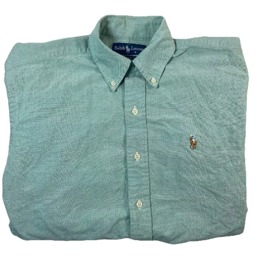 Men’s PoloRalph Lauren Long Sleeve Teal Business Shirt  100% Cotton -Size 14.5